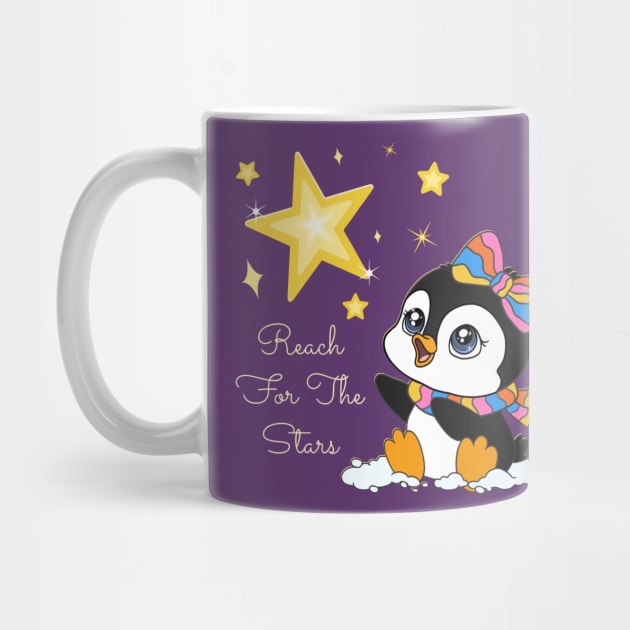 Reach For the Stars cute Baby Penguin by AlondraHanley